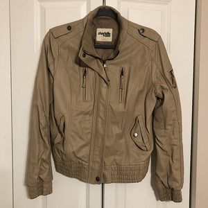 Beige, Fake Leather Jacket, Large, Charlotte Russe